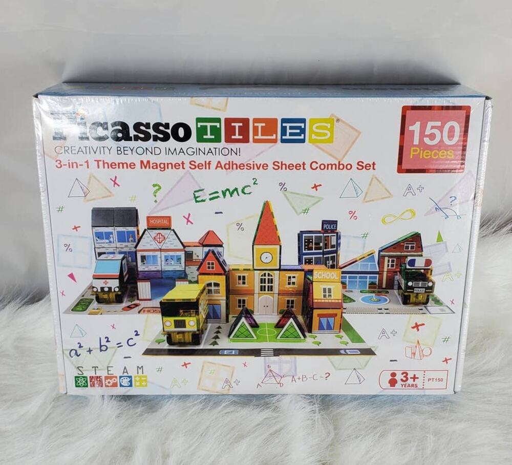 NEW PicassoTiles 3-in-1 Theme Set School Hospital Police Station 150 pc PT150
